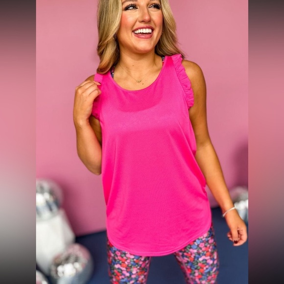 Chic Fuchsia Ruffle Tank Top - Picture 3 of 5